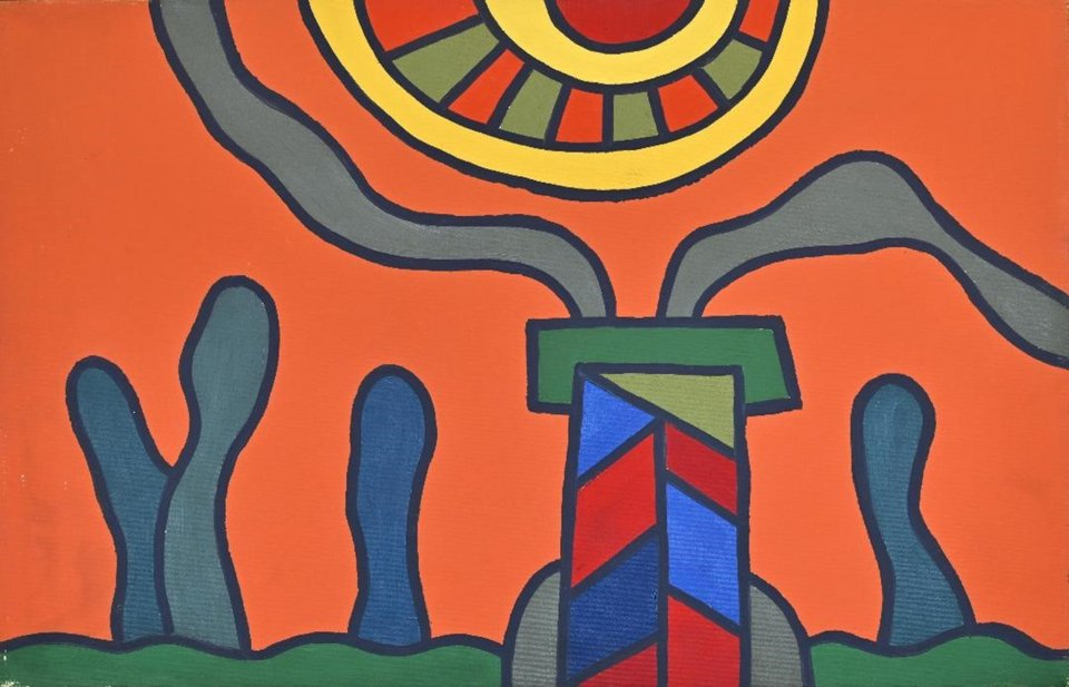 Έργο του Αλέξη Ακριθάκη από την αναδρομική έκθεση «Μια γραμμή κύμα» στο Μουσείο Μπενάκη, 1970